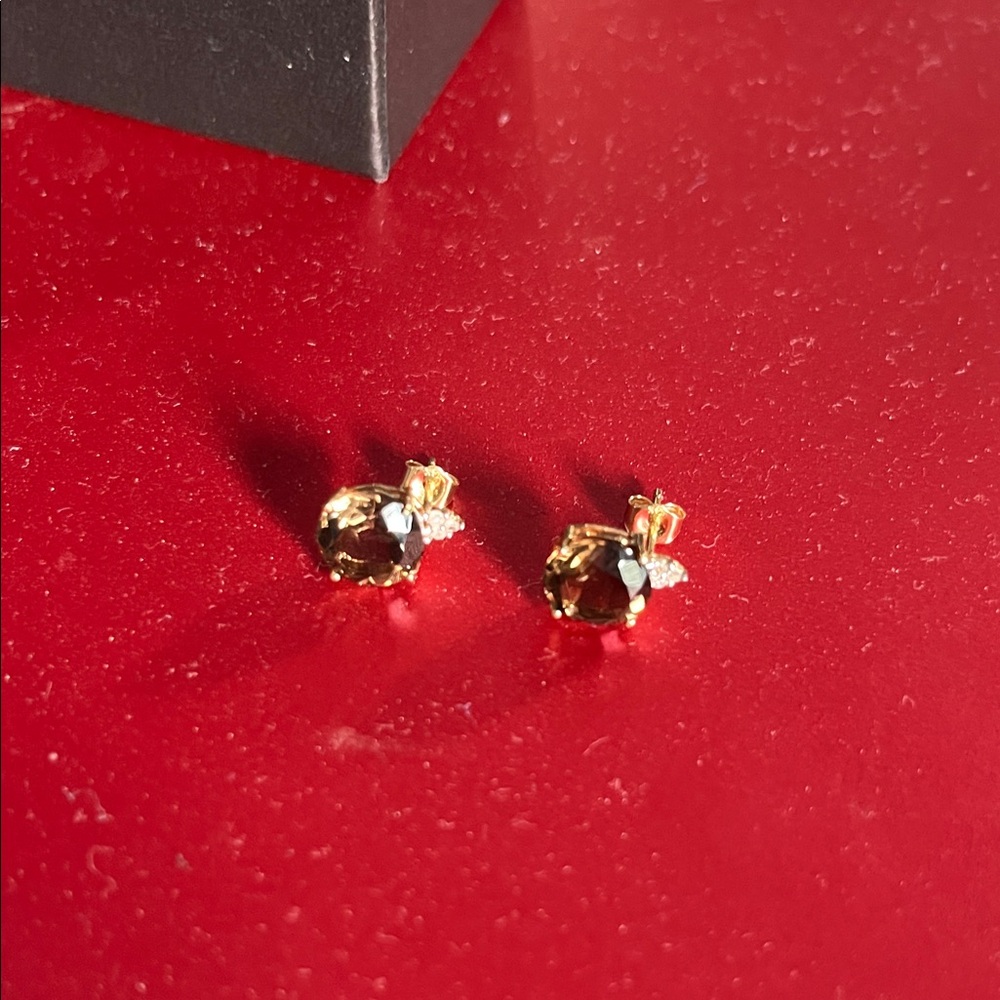 Chic Gold and Brown Gemstone Earrings